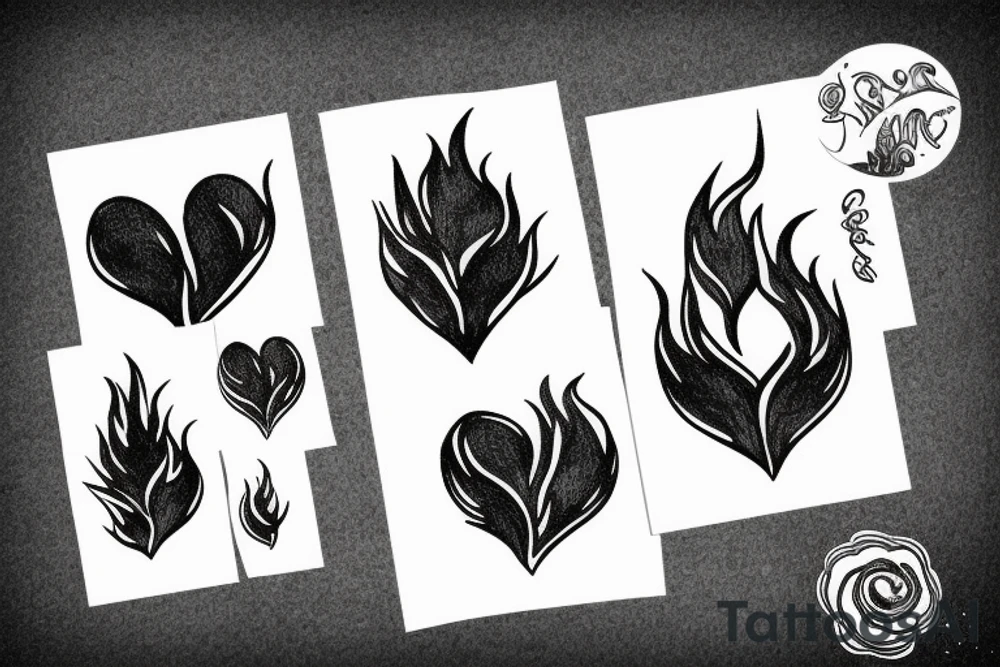 Flame with heart inside tattoo idea
