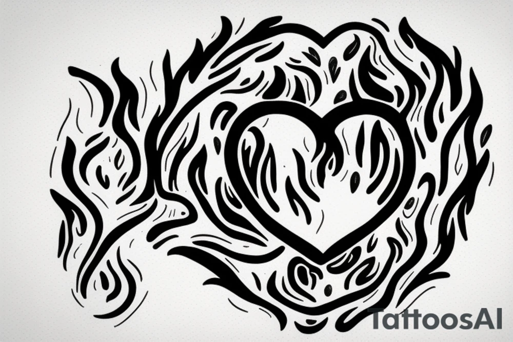 Flame with heart inside tattoo idea