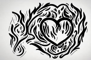 Flame with heart inside tattoo idea