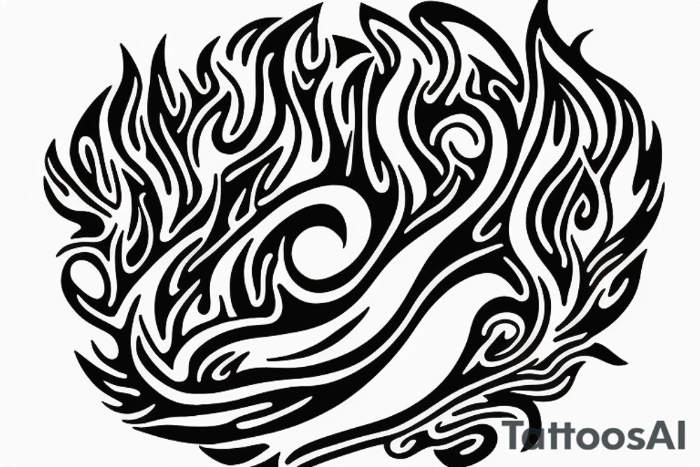 Flame with heart inside tattoo idea