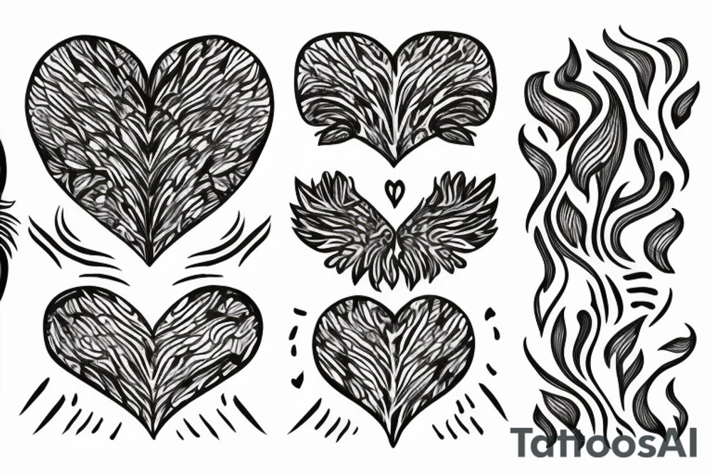 Flame with heart inside tattoo idea
