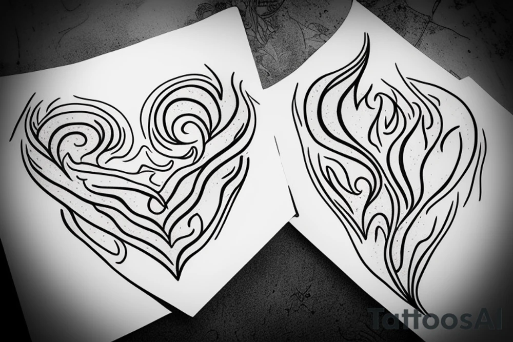 Flame with heart inside tattoo idea