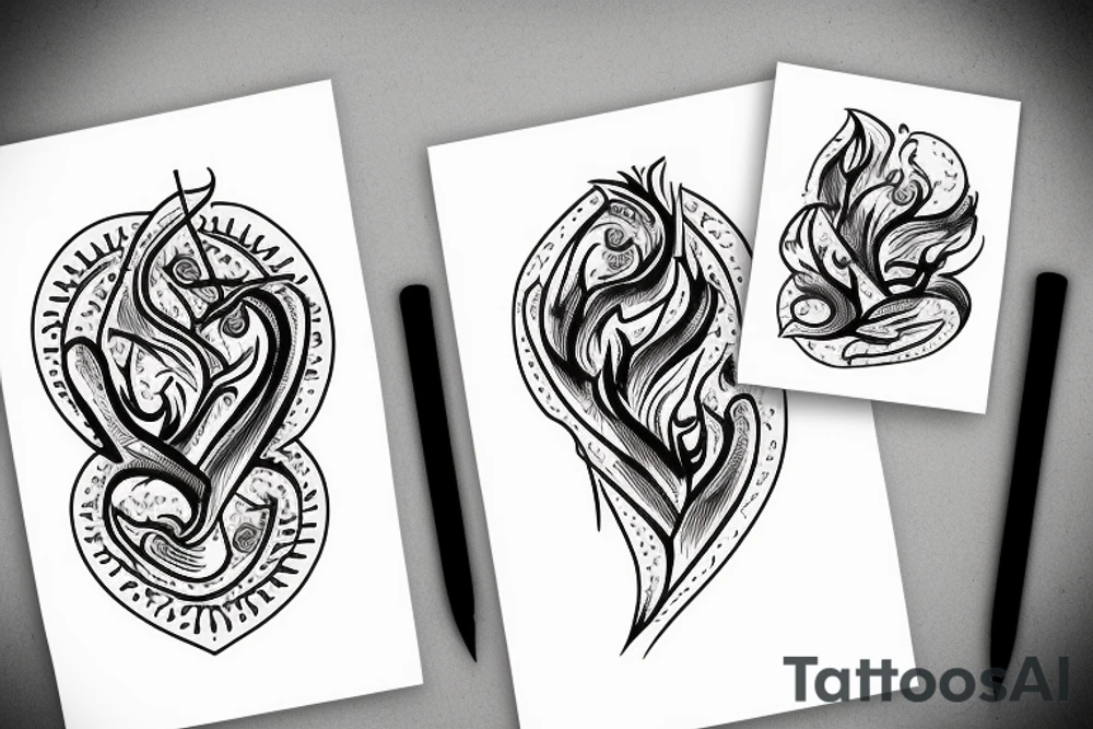 Flame with heart inside tattoo idea