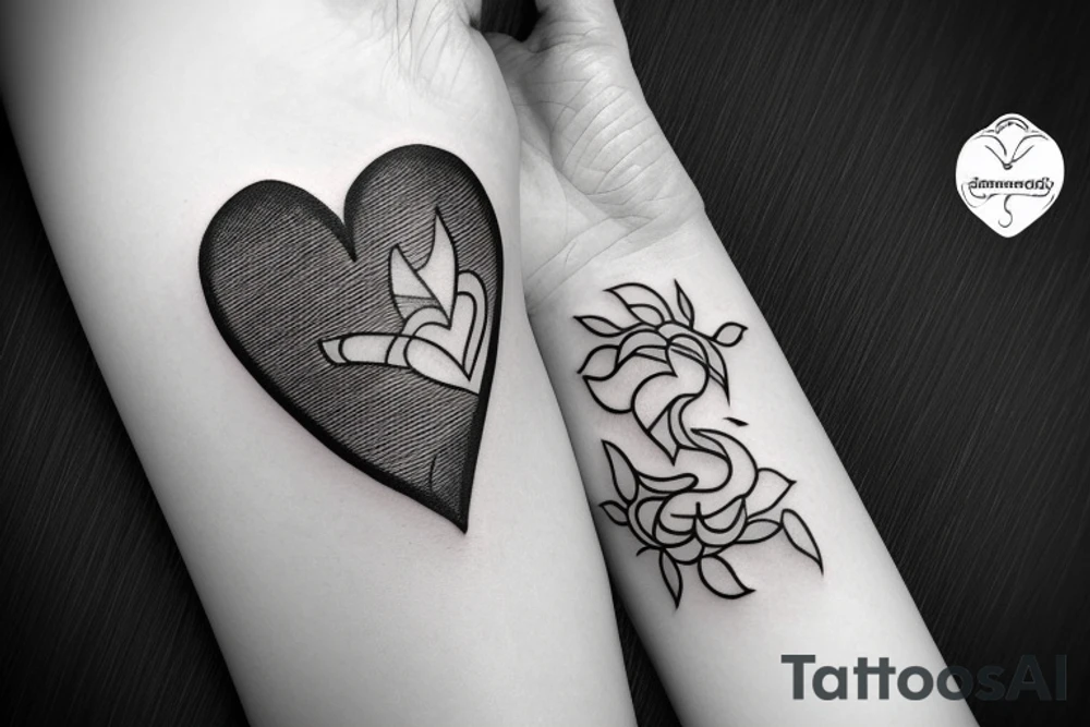 Flame with heart inside tattoo idea