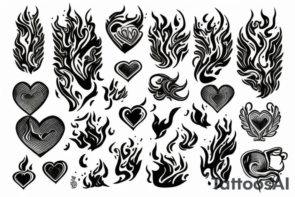 Flame with heart inside tattoo idea