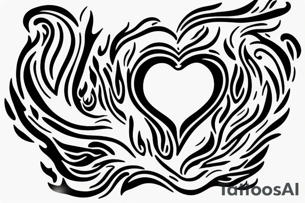 Flame with heart inside tattoo idea