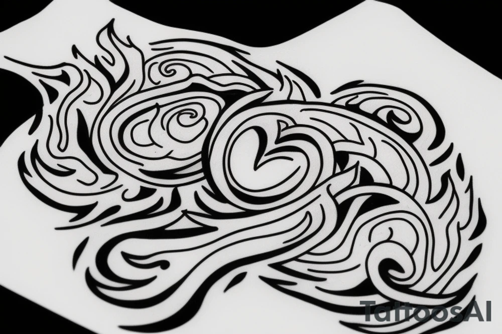 Flame with heart inside tattoo idea