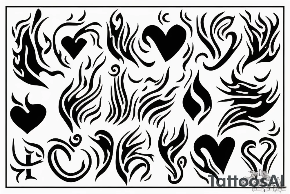 Flame with heart inside tattoo idea