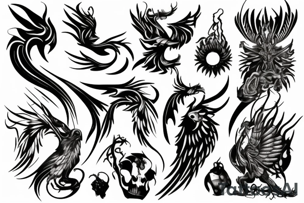 Fenix , black and with , fire , on arm , tattoo idea Fenix , black and with , fire , on arm , tattoo idea