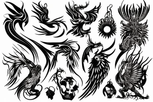 Fenix , black and with , fire , on arm , tattoo idea