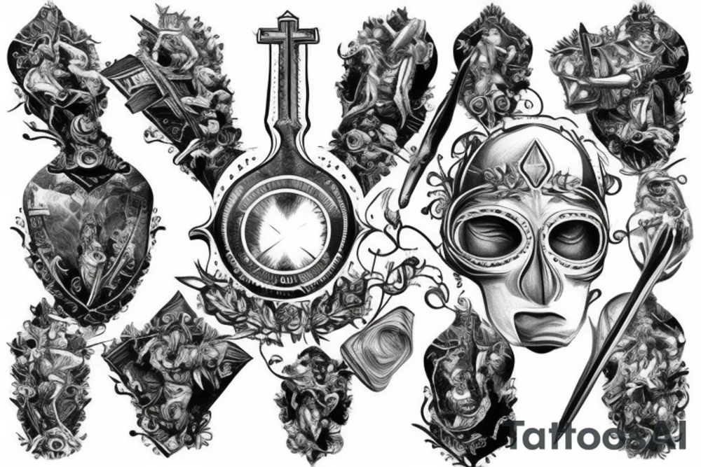 knight seated french christian tattoo idea