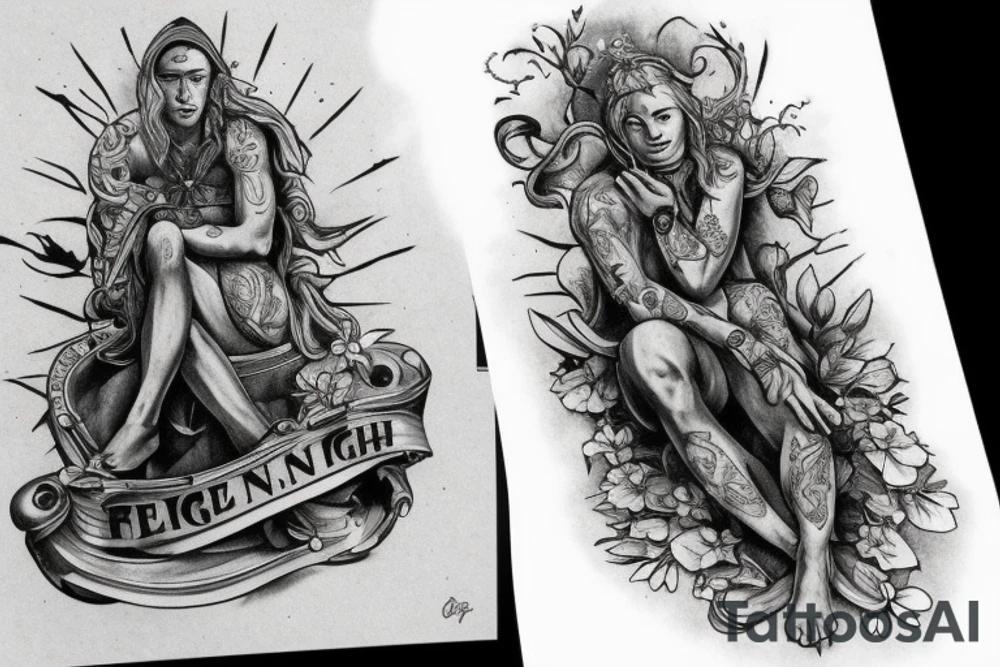 knight seated french christian tattoo idea