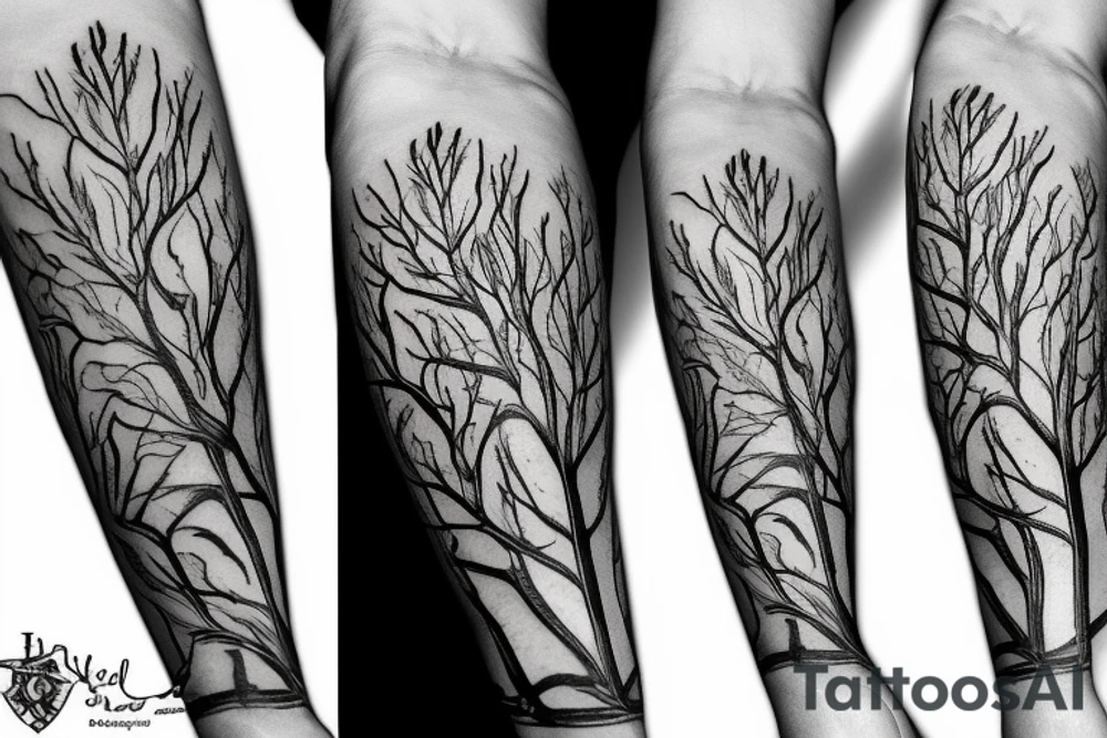 filled in tree branch pattern tattoo idea
