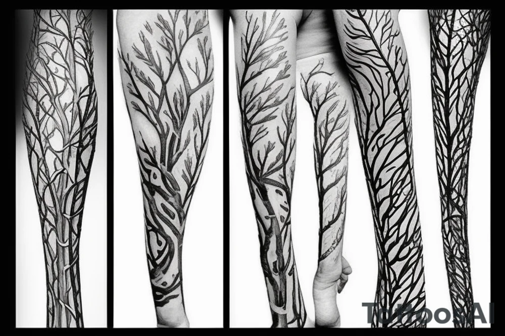 filled in tree branch pattern tattoo idea