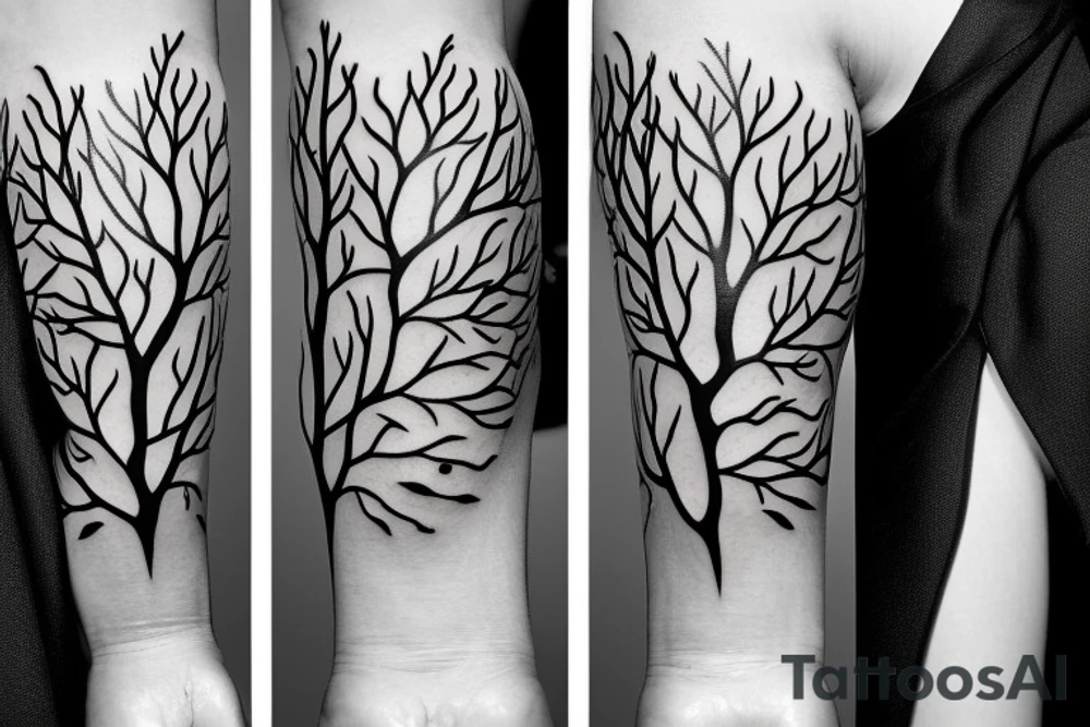filled in tree branch pattern tattoo idea