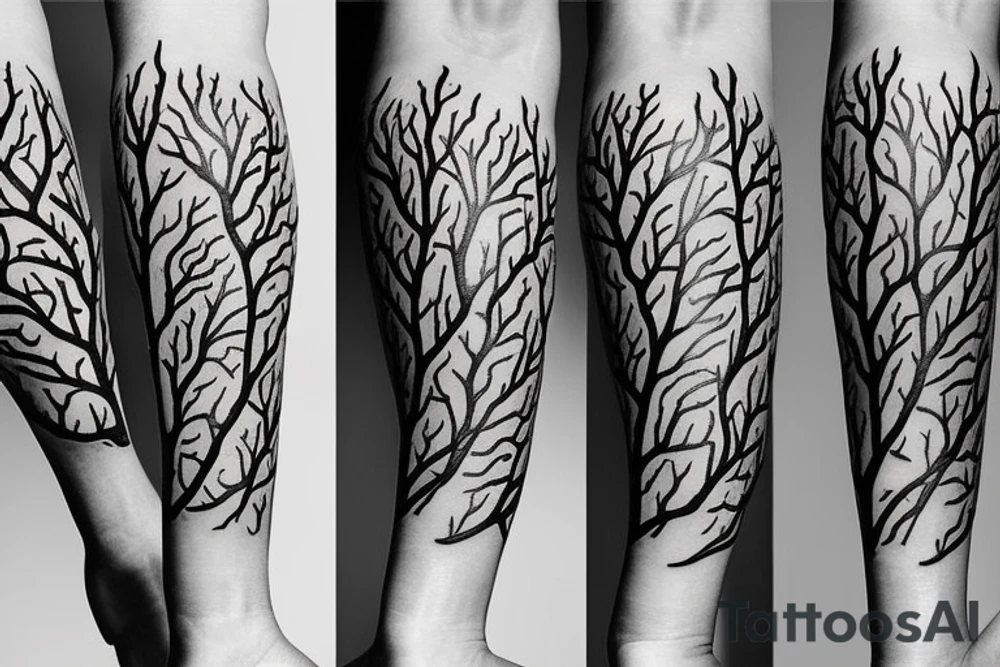filled in tree branch pattern tattoo idea