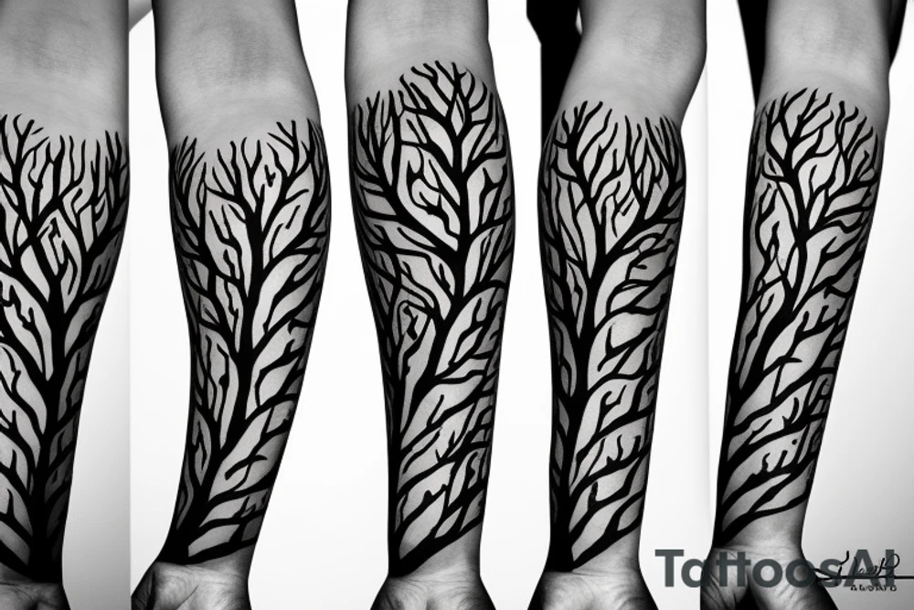 filled in tree branch pattern tattoo idea