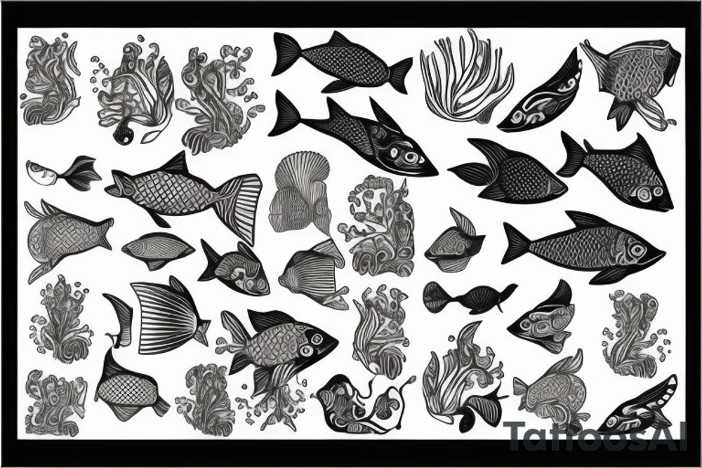 fish pattern tattoo idea