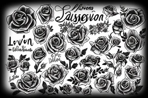 Names Jaxson Oliver Elliana Bryson Levi in roses tattoo idea