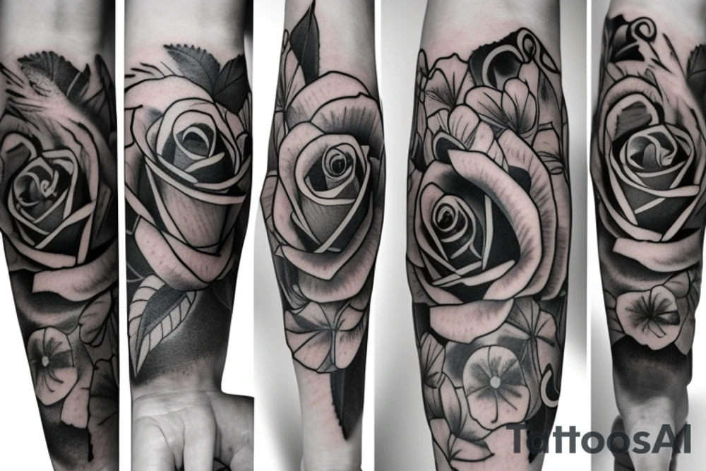 Rose sleeve tattoo idea