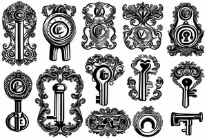 antique key and lock tattoo idea