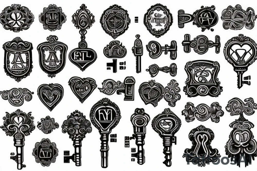 antique key and lock with the name hayley tattoo idea