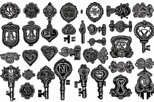 antique key and lock with the name hayley tattoo idea