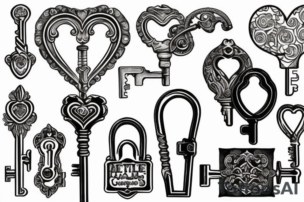 antique key and lock with the name hayley tattoo idea