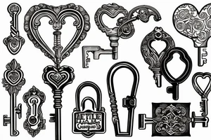 antique key and lock with the name hayley tattoo idea