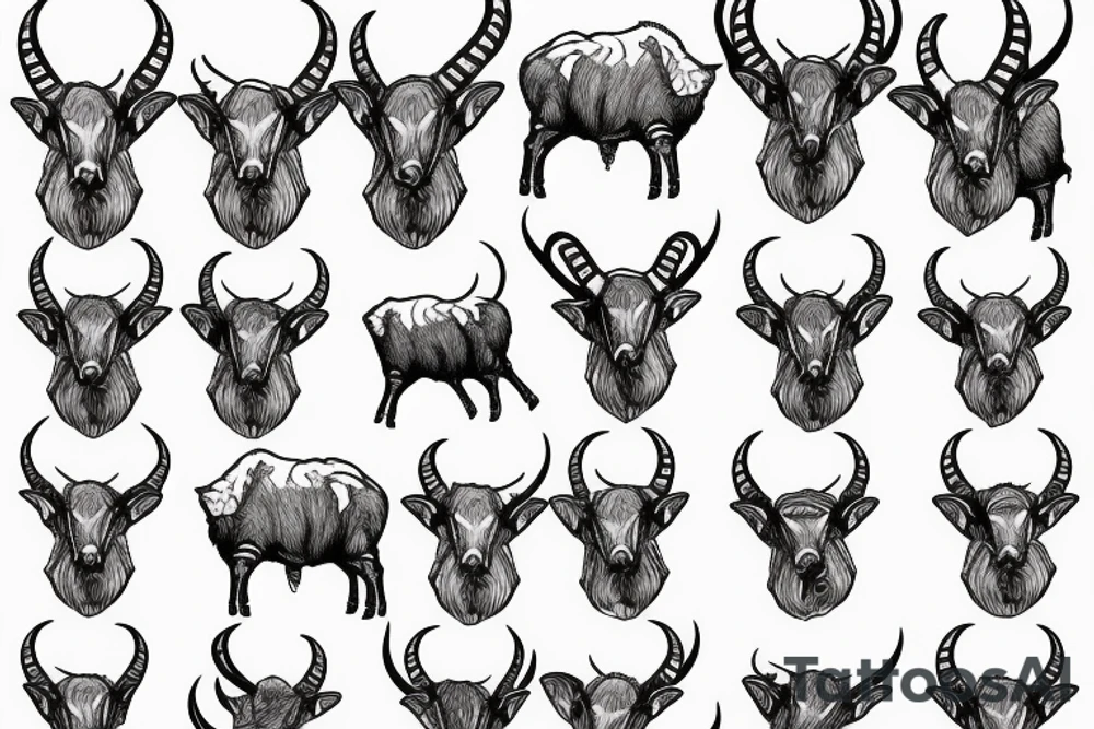 dall sheep ram full curl horns that look like the letter G tattoo idea