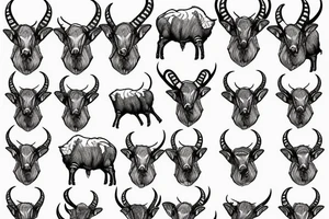 dall sheep ram full curl horns that look like the letter G tattoo idea