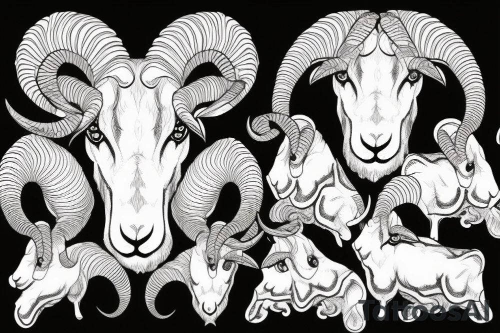 dall sheep ram full curl horns that look like the letter G tattoo idea