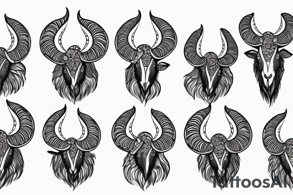 dall sheep ram full curl horns that look like the letter G tattoo idea