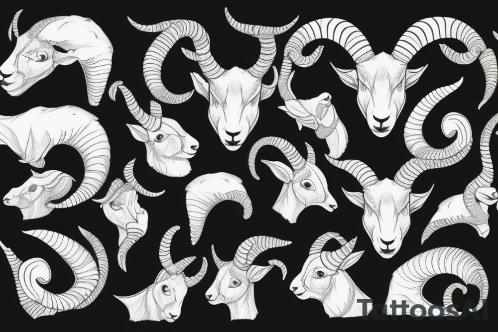dall sheep ram full curl horns that look like the letter G tattoo idea