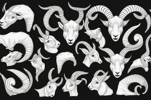 dall sheep ram full curl horns that look like the letter G tattoo idea