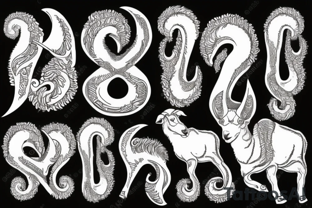 dall sheep ram full curl horns that look like the letter G tattoo idea