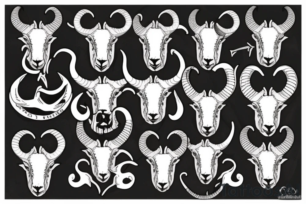 dall sheep ram full curl horns that look like the letter G tattoo idea