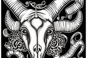 sheep ram skull with horns in the shape of a capital letter G tattoo idea