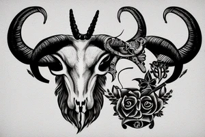 sheep ram skull with horns in the shape of a capital letter G tattoo idea