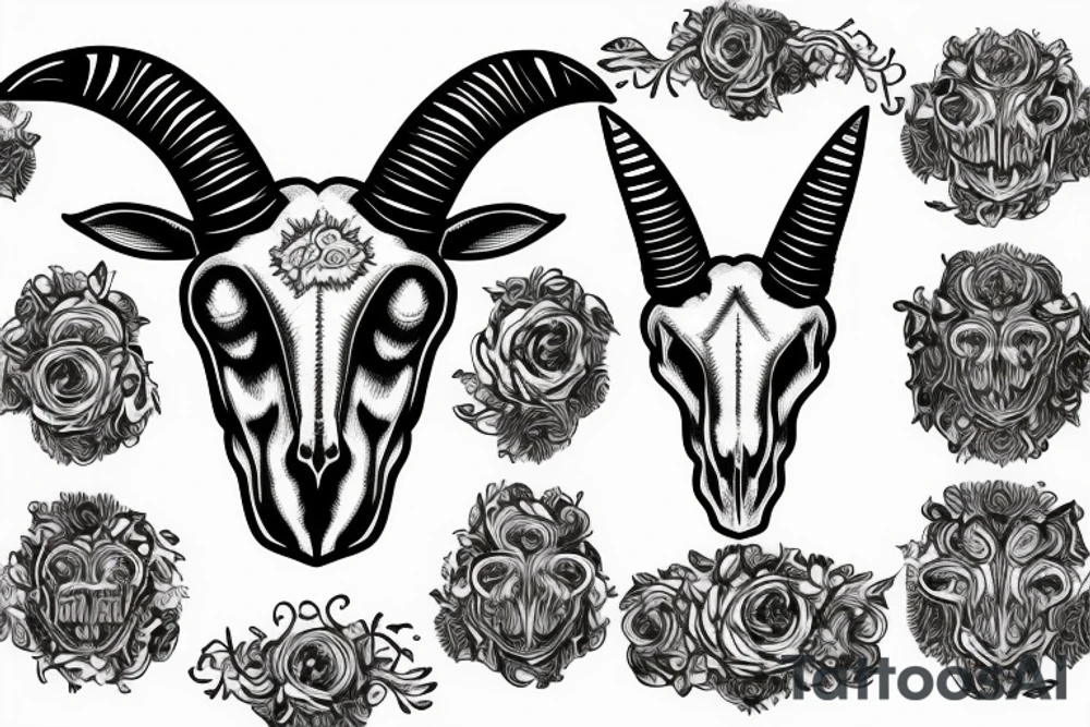 sheep ram skull with horns in the shape of a capital letter G tattoo idea