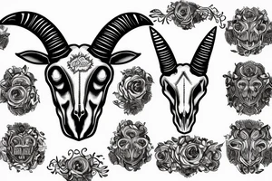 sheep ram skull with horns in the shape of a capital letter G tattoo idea