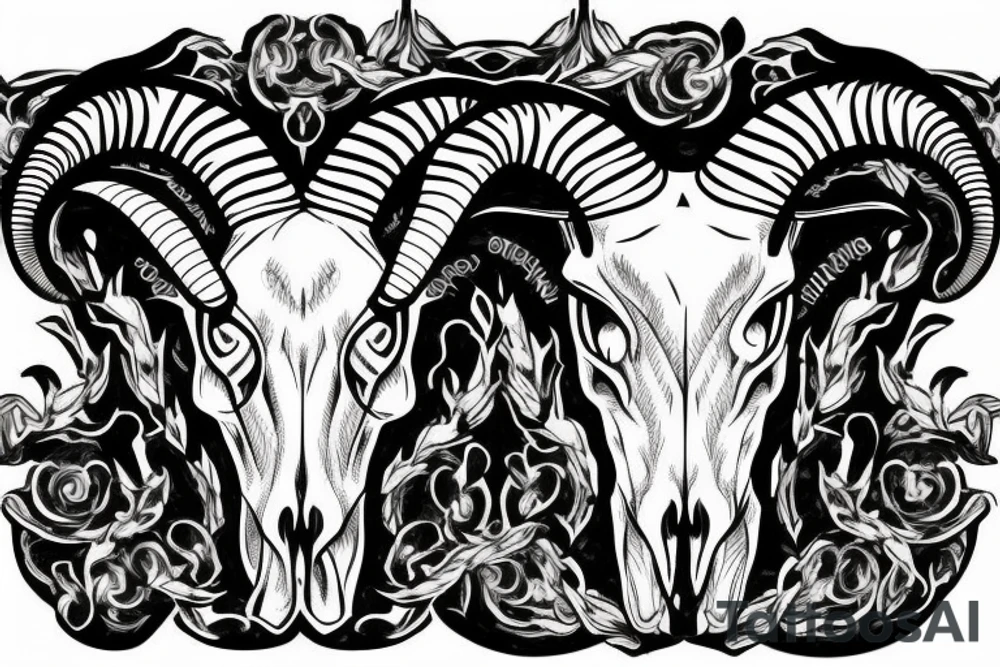 sheep ram skull with horns in the shape of a capital letter G tattoo idea