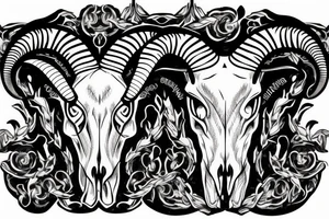 sheep ram skull with horns in the shape of a capital letter G tattoo idea