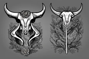 a single sheep ram skull with horns in the shape of a capital letter G tattoo idea