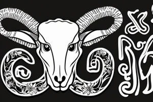 a single sheep ram skull with horns in the shape of a capital letter G tattoo idea