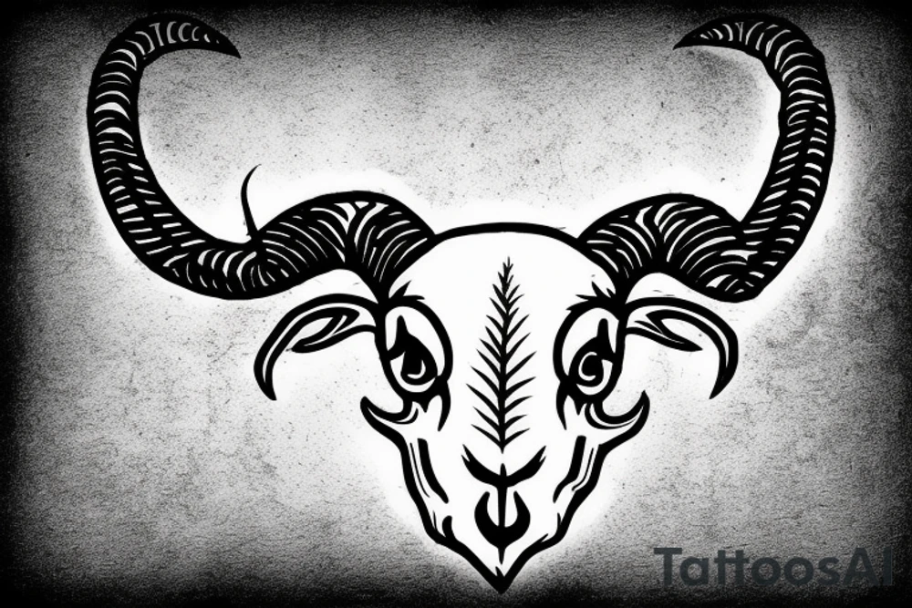 a single sheep ram skull with horns in the shape of a capital letter G tattoo idea