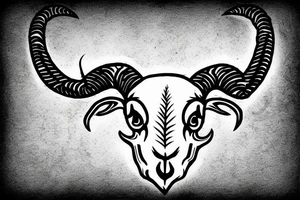 a single sheep ram skull with horns in the shape of a capital letter G tattoo idea