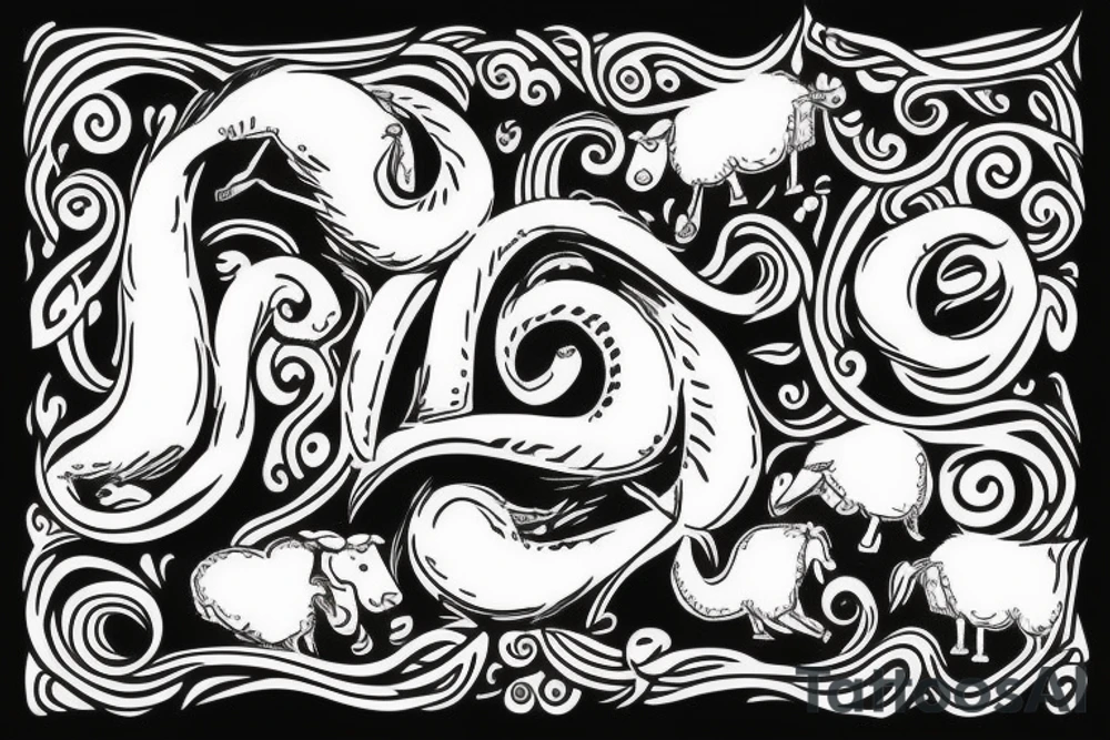 sheep horns the shape of a capital letter G tattoo idea