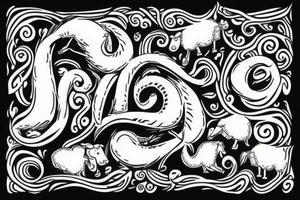 sheep horns the shape of a capital letter G tattoo idea
