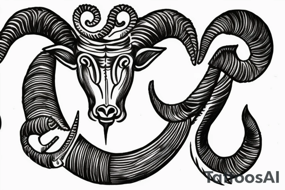 ram horns the shape of a capital letter G tattoo idea